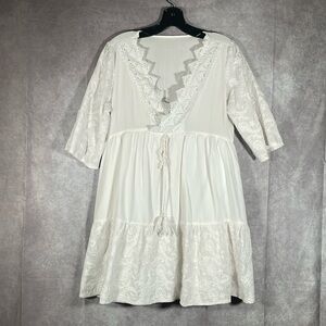 SHEIN | White Boho Lace Paisley Teired Dress | Size Medium